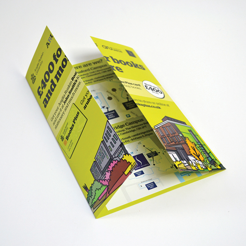 gate fold leaflet